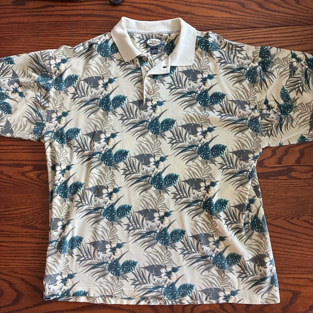 Tommy Bahama Relax Polo Shirt Mens Medium Floral All Over Print Cotton